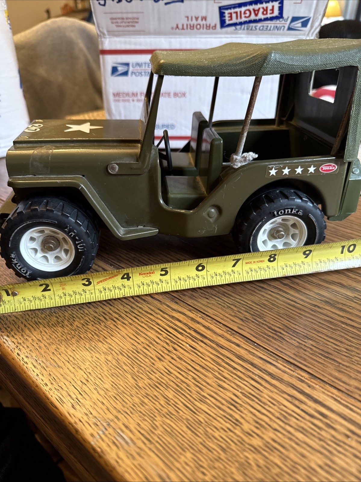 Vintage TONKA JEEP ARMY PRESSED STEEL GREEN XR 101