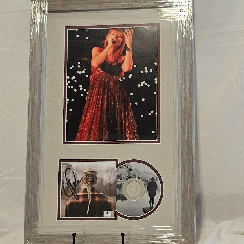 Taylor Swift Signed Autographed Evermore CD   Framed Global Authentics COA Eras