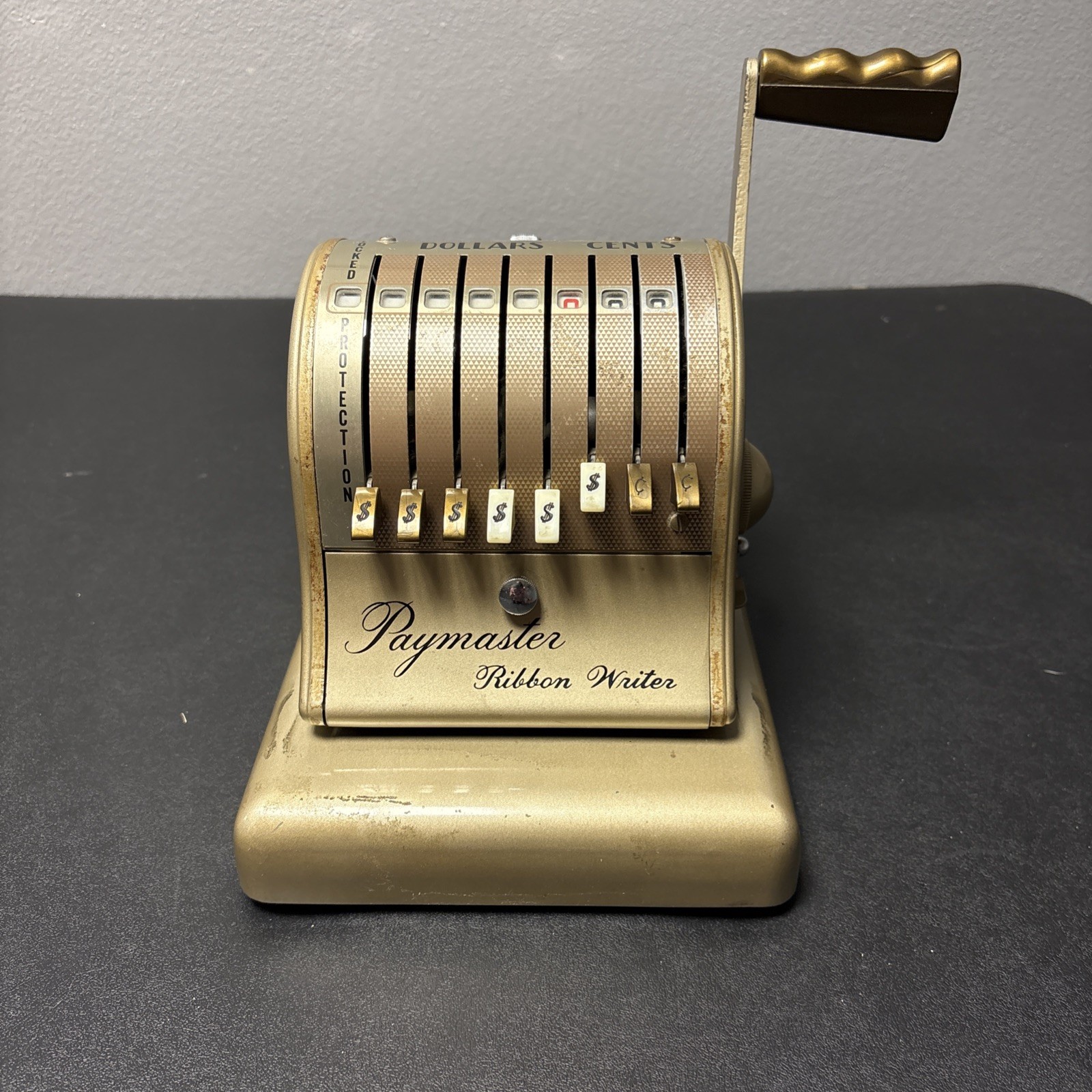 Vintage Paymaster Ribbon Writer Series 800 W/Key WORKS Pre-Owned, Gold Color 