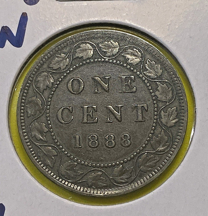 1888 Canada One Cent - Large 1 Penny - VF 30 - Queen Victoria - Bronze