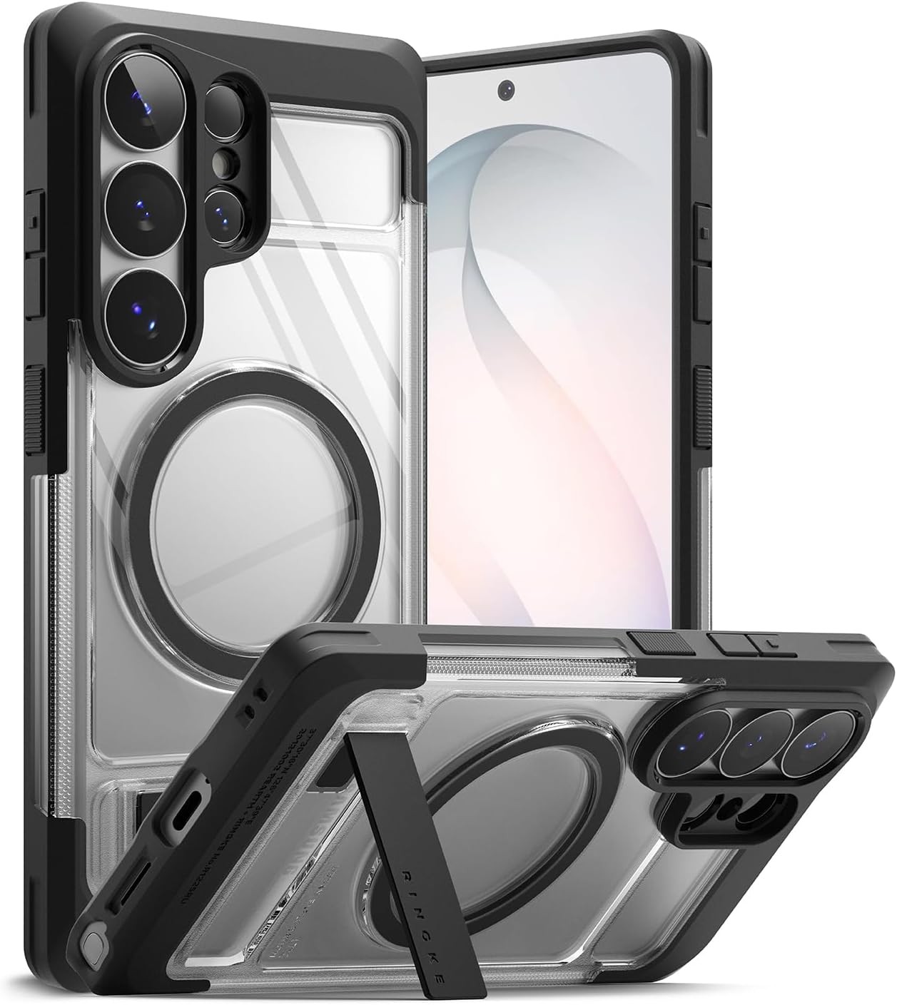 UX Magnetic for Samsung Galaxy S26 Ultra Case Rugged Cover with Kickstand, Clear