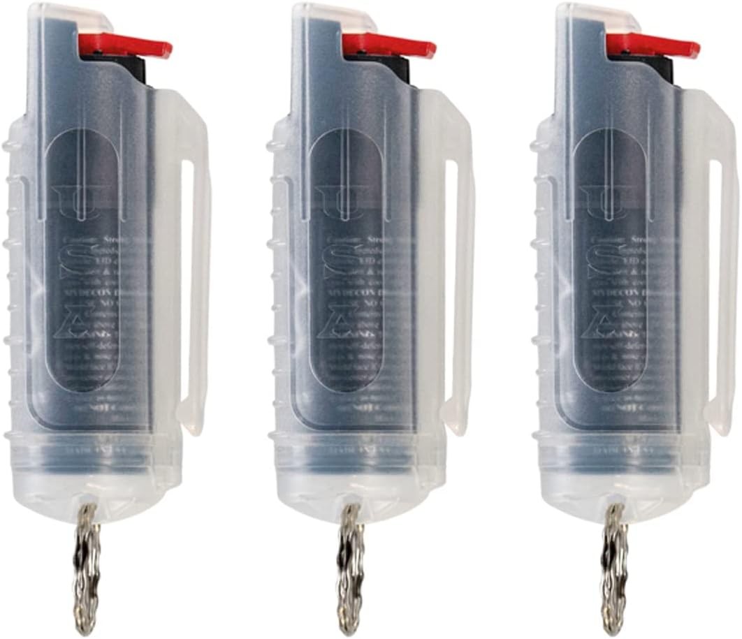 Police Magnum Keychain Pepper Spray Self Defense Belt Clip Holder - 3 Pack Tacti
