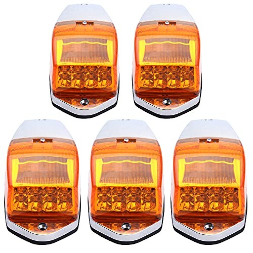 5PCS Truck Cab Marker Light 17 LED Amber Top Roof Running Lights Replacement 