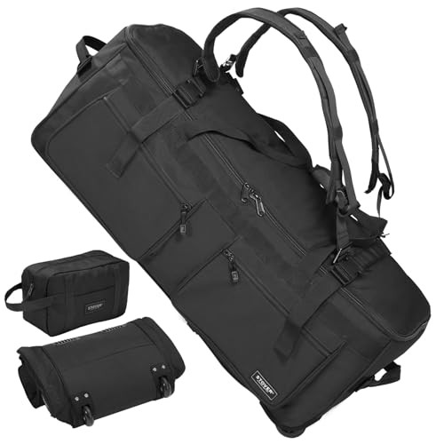  U-Zip Rolling Duffel Bag with Wheels, X-Large Durable Travel 100L U-Zip Black