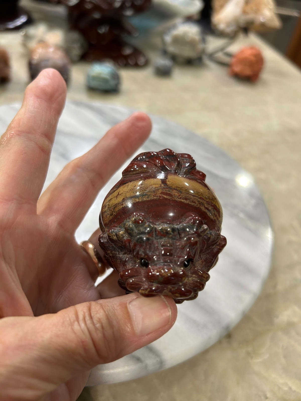 Red jasper Dragon Turtle Carving