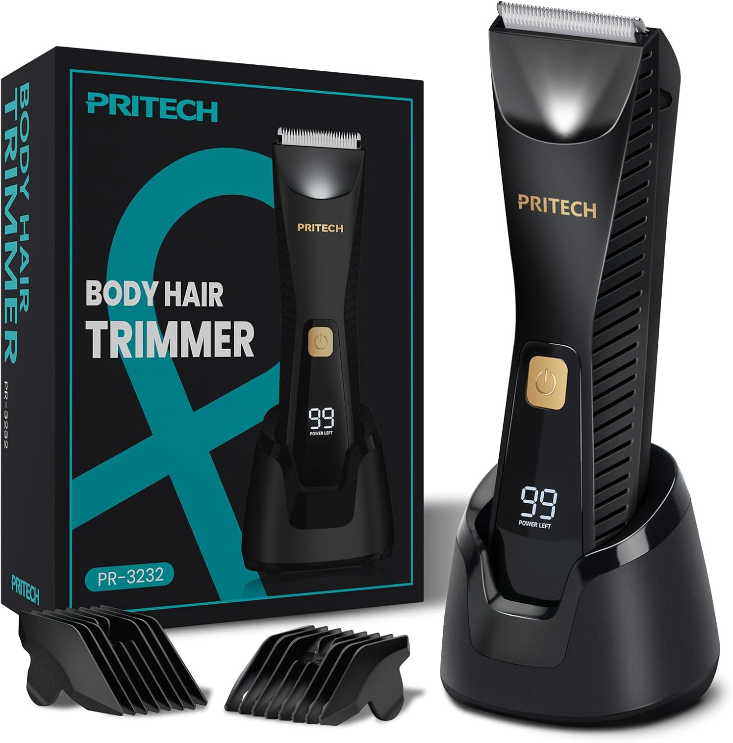 PRITECH Manscape Body Hair Trimmer for Men - Waterproof Pubic Hair Ball Trimmer,