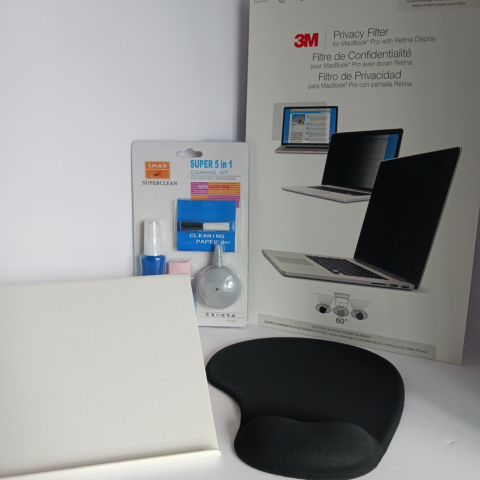 3m Privacy Filter For MACBOOK PRO 15, Erg. Wrist-rest Mousepad, Extras, See Pics