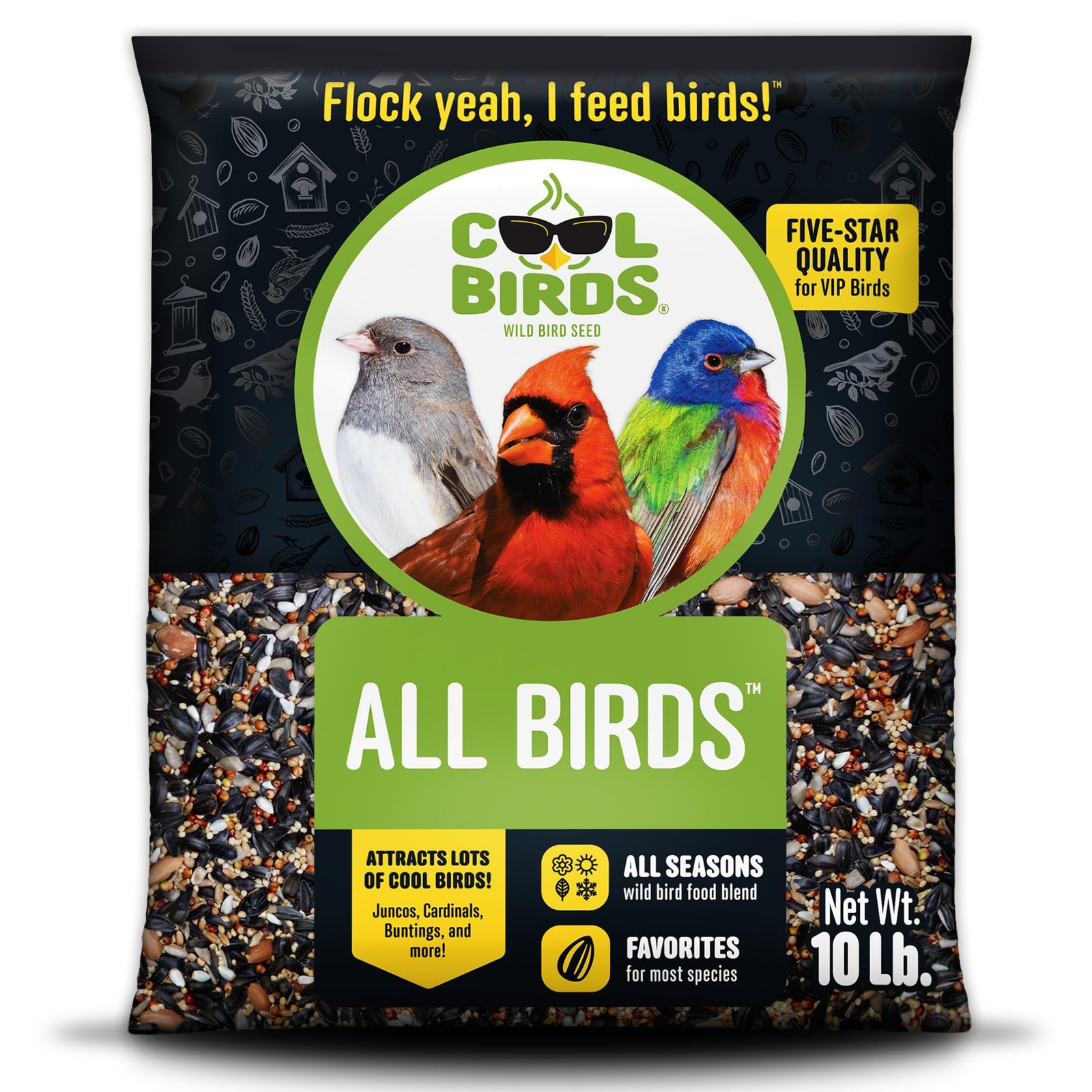 Wild Bird Seed 10 Pound Classic Blend with Sunflower Safflower Peanuts Cool