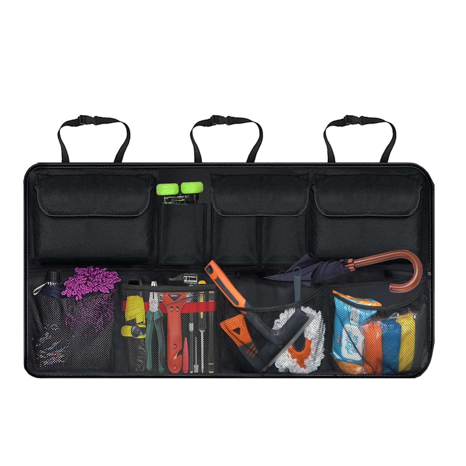 Car Trunk Organizer with Lid, SUV/Truck Compatible, Large Capacity, 6 Pockets...