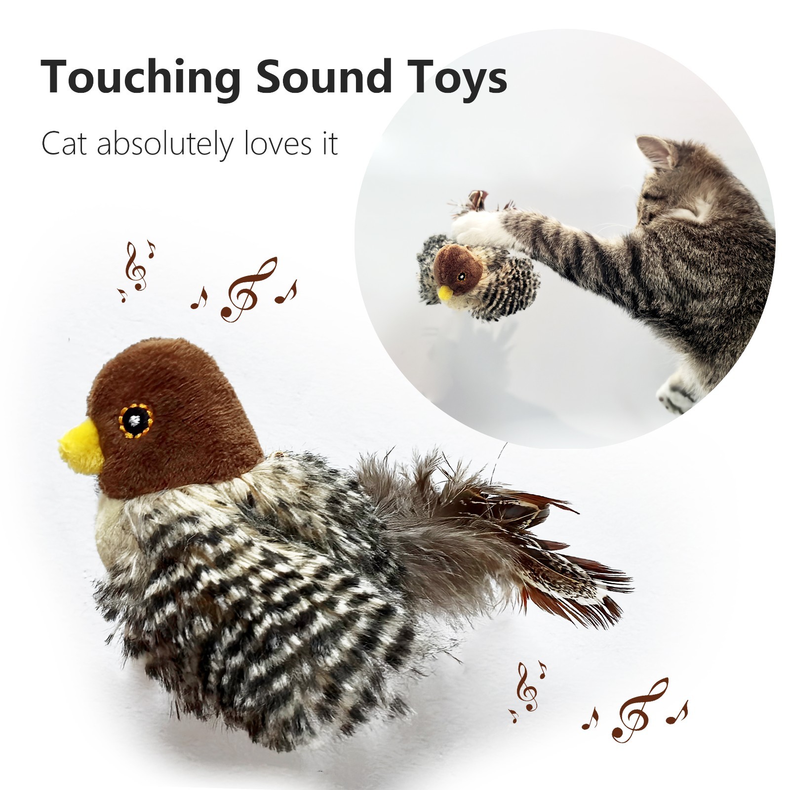Electric Chirping Flapping Wings Bird Toy Pet Interactive Cat Toys Rechargeable