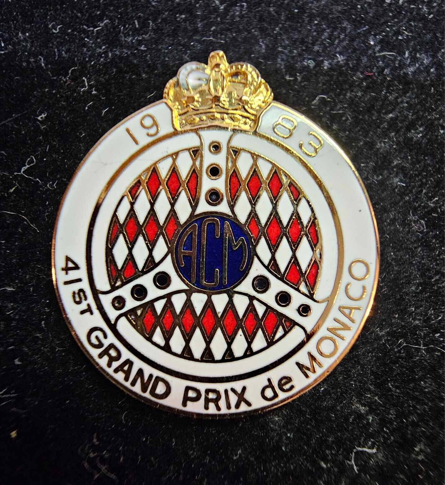 1983 Goldtone Automobile Club De Monaco ACM 41st Grand Prix Lapel Pin Badge- S9
