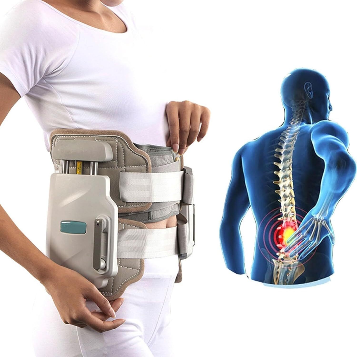 Adjustable Lumbar Traction Device, Spinal Decompression Belt for Back Pain