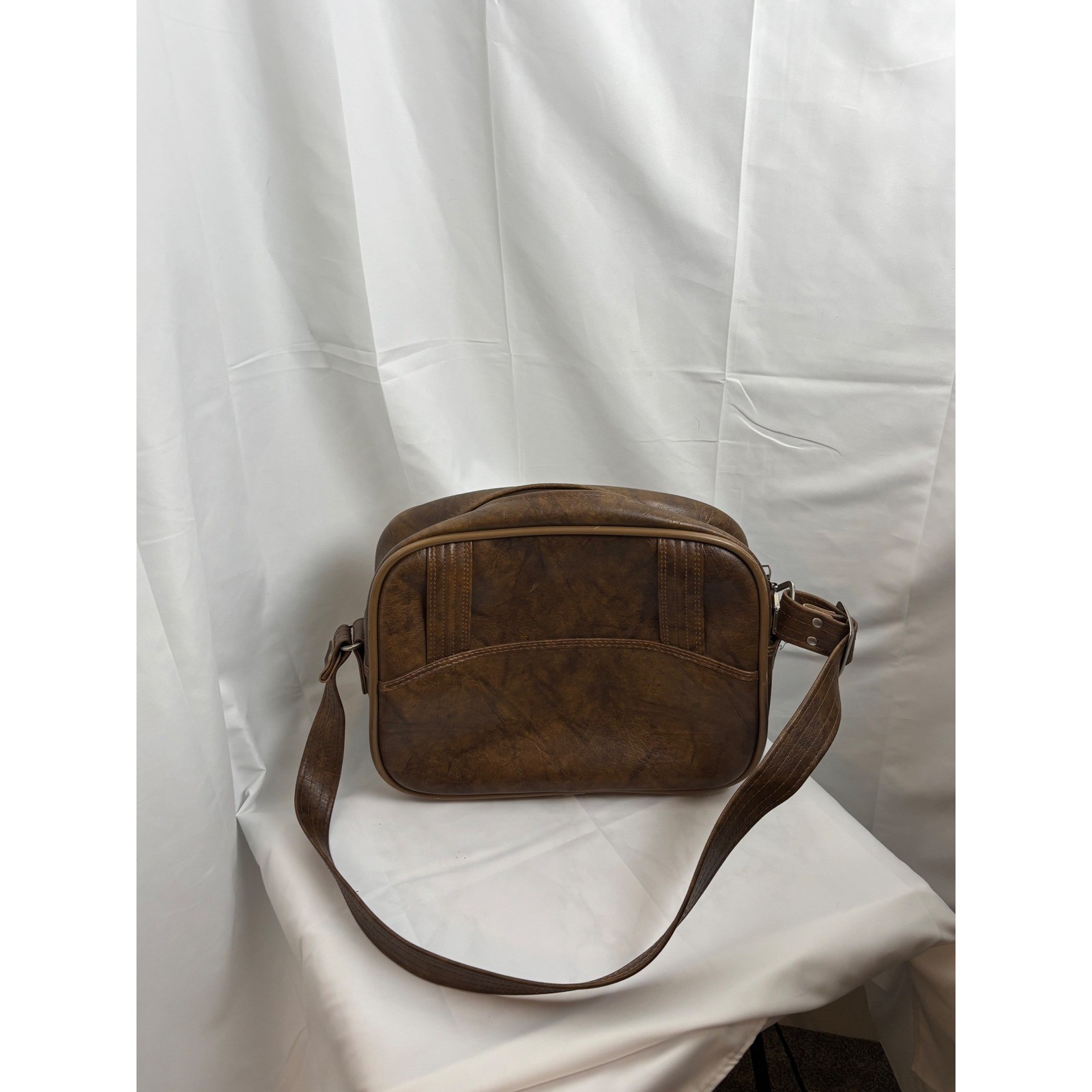 Vintage American Tourister Flight Bag Brown Faux Leather Carry On Shoulder Bag