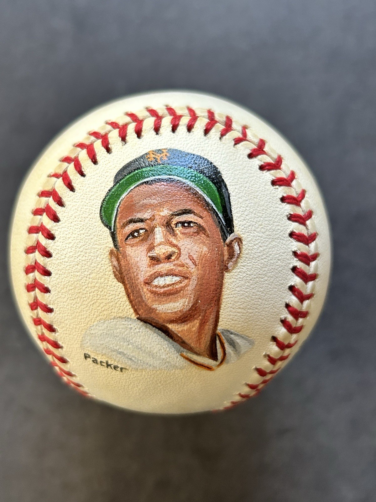 Willie Mays Giants Original Painted OMLB Gregg Packer Art Baseball