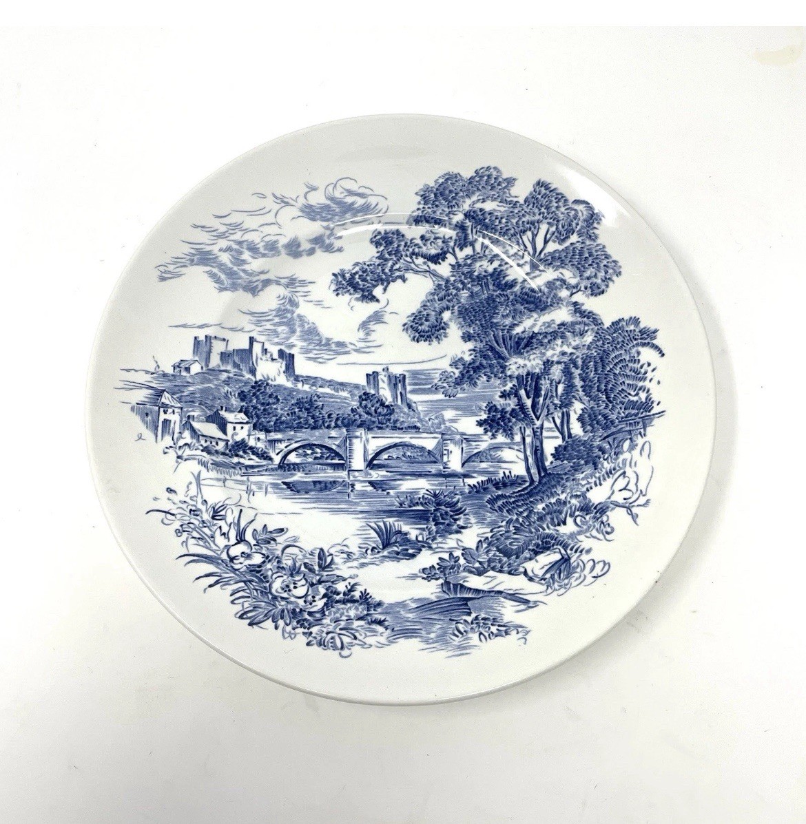 Wedgwood Countryside English Scene Japan Blue White Dinner Plate