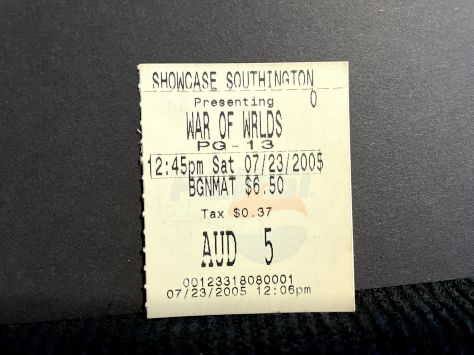 Vintage Movie Ticket Stub War Of The Worlds