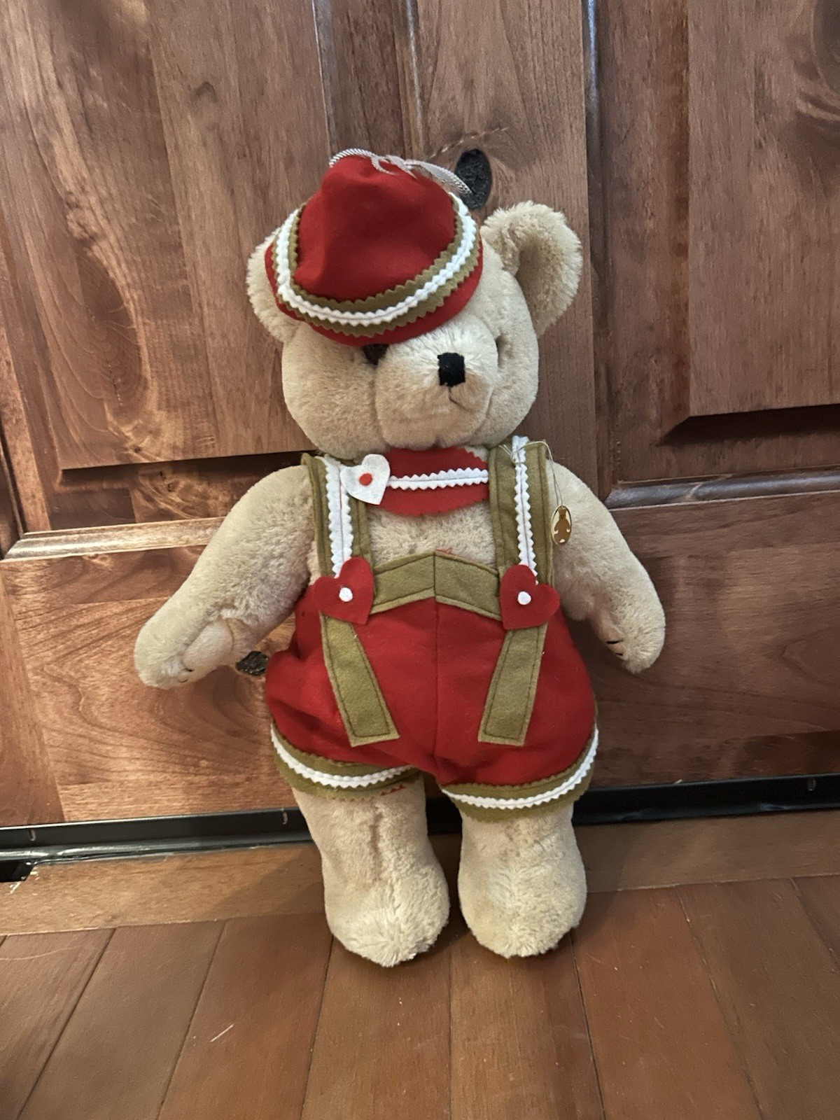 Vintage Mohair Teddy  Jointed Glass Eyes 16” Wool Felt Outfit The Country Bear