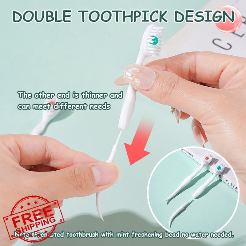 JOUGE Mini Travel Toothbrush 20pcs Prepasted Peppermint Toothpaste