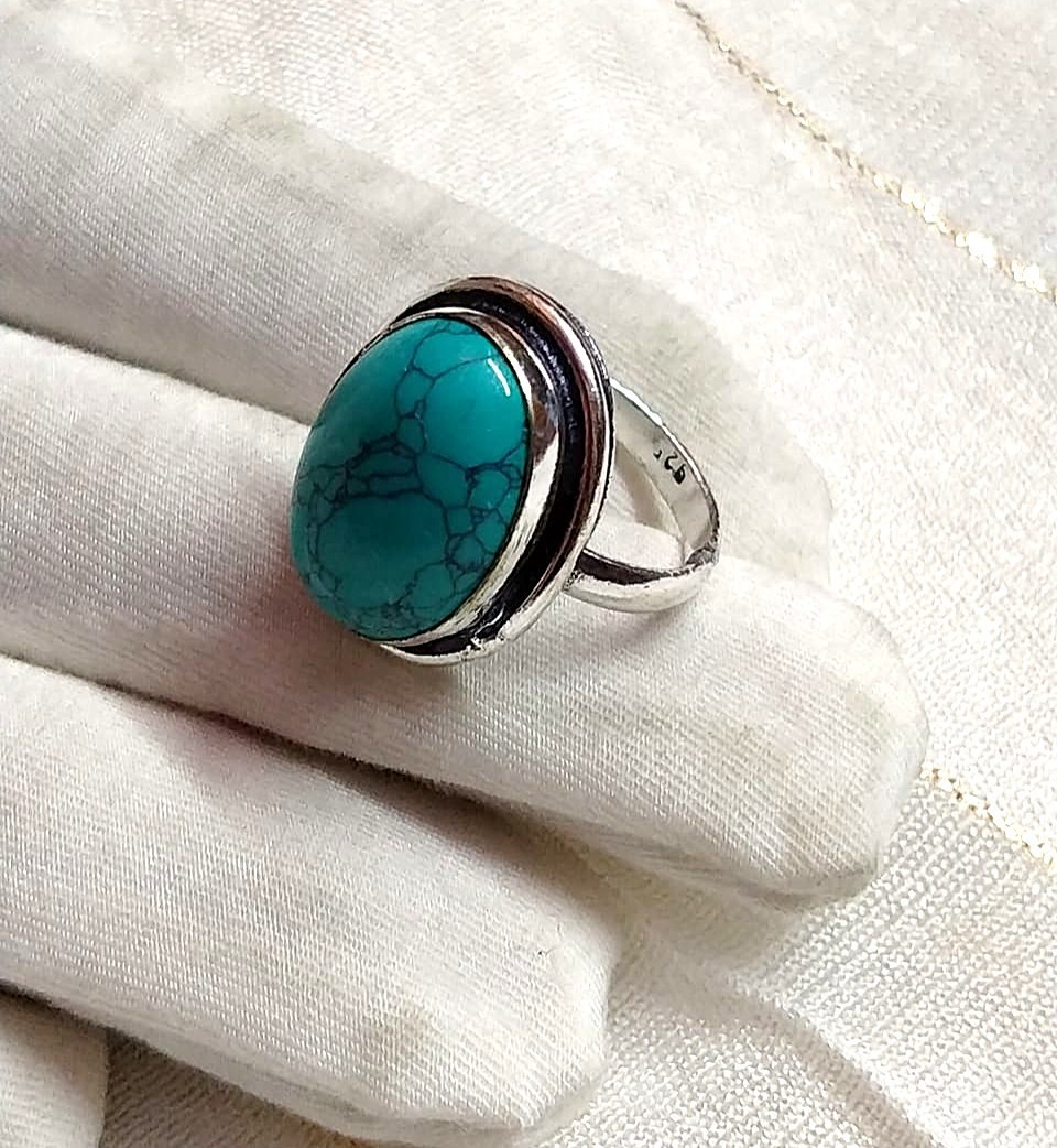 Turquoise Gemstone Handmade 925 Sterling Silver Jewelry Ring All Size"