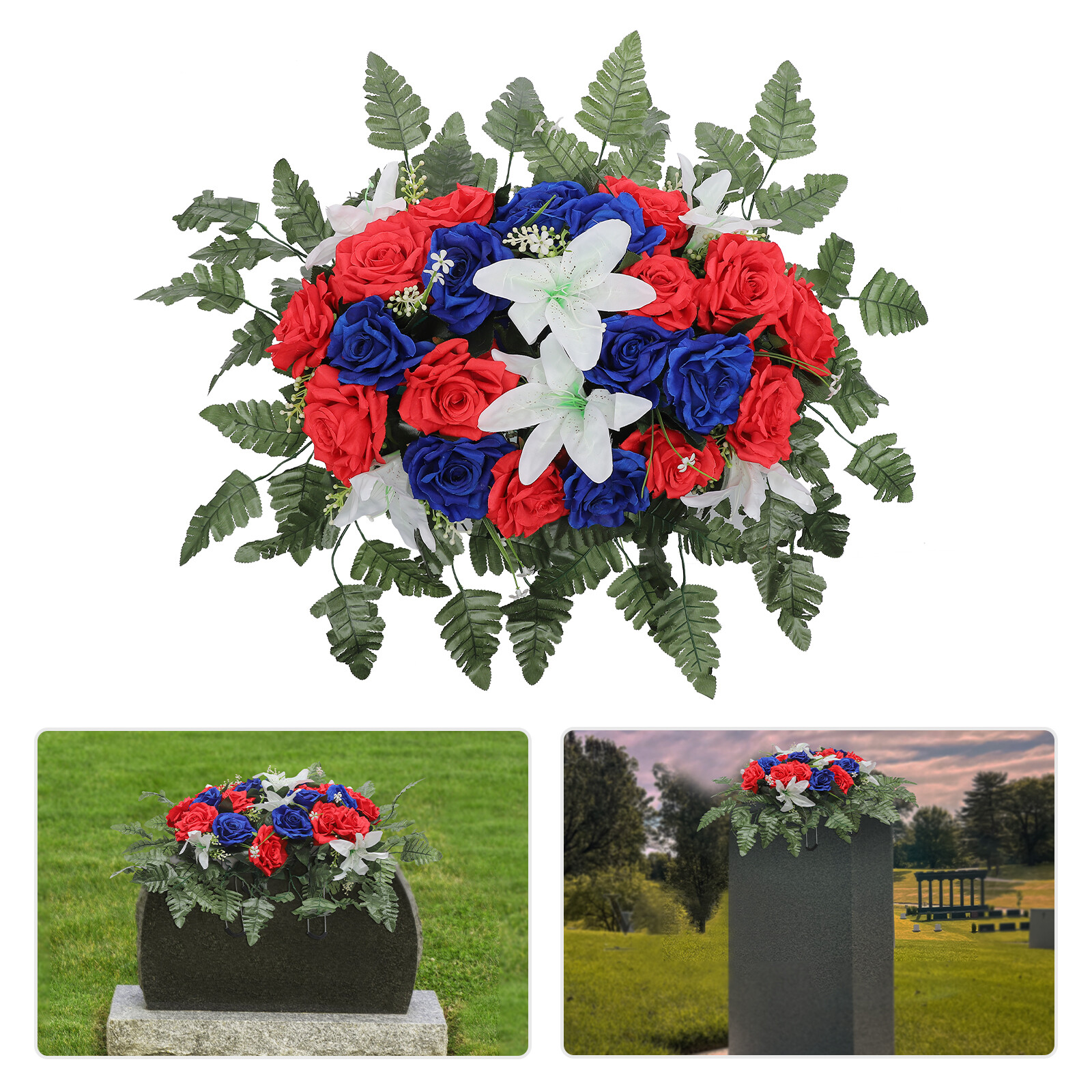 Artificial Flowers for Headstone Outdoor Grave Decorations Cemetery Flowers