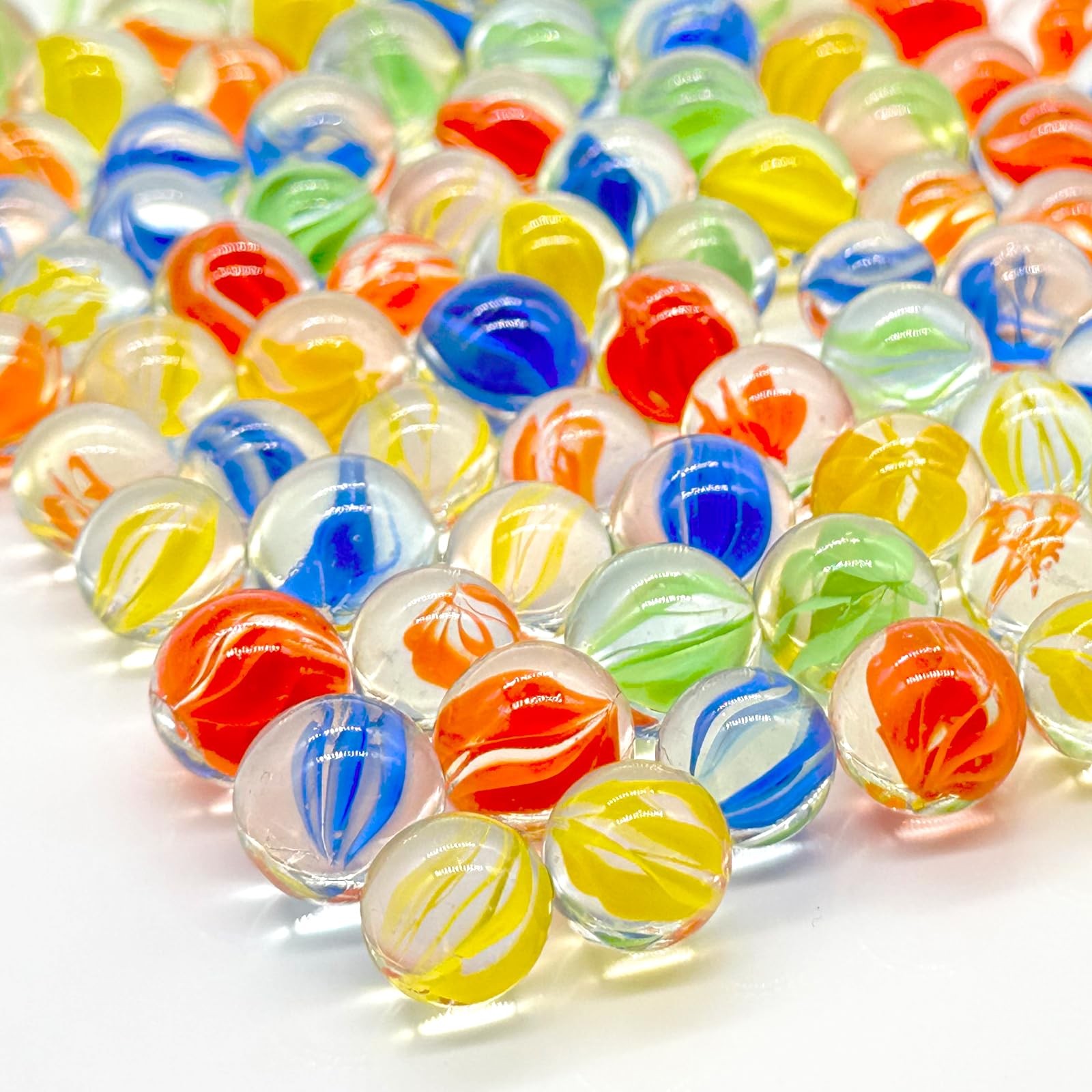 100Pcs Glass Marbles - 4 Color Mix, Sizes 14mm  16mm for Marble Bounce Game, ...
