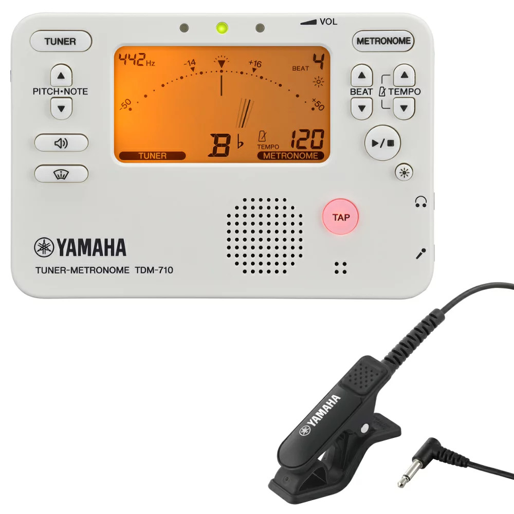Yamaha TDM-710IV Ivory Tuner Metronome with TM-40BK Tuner and Microphone Set