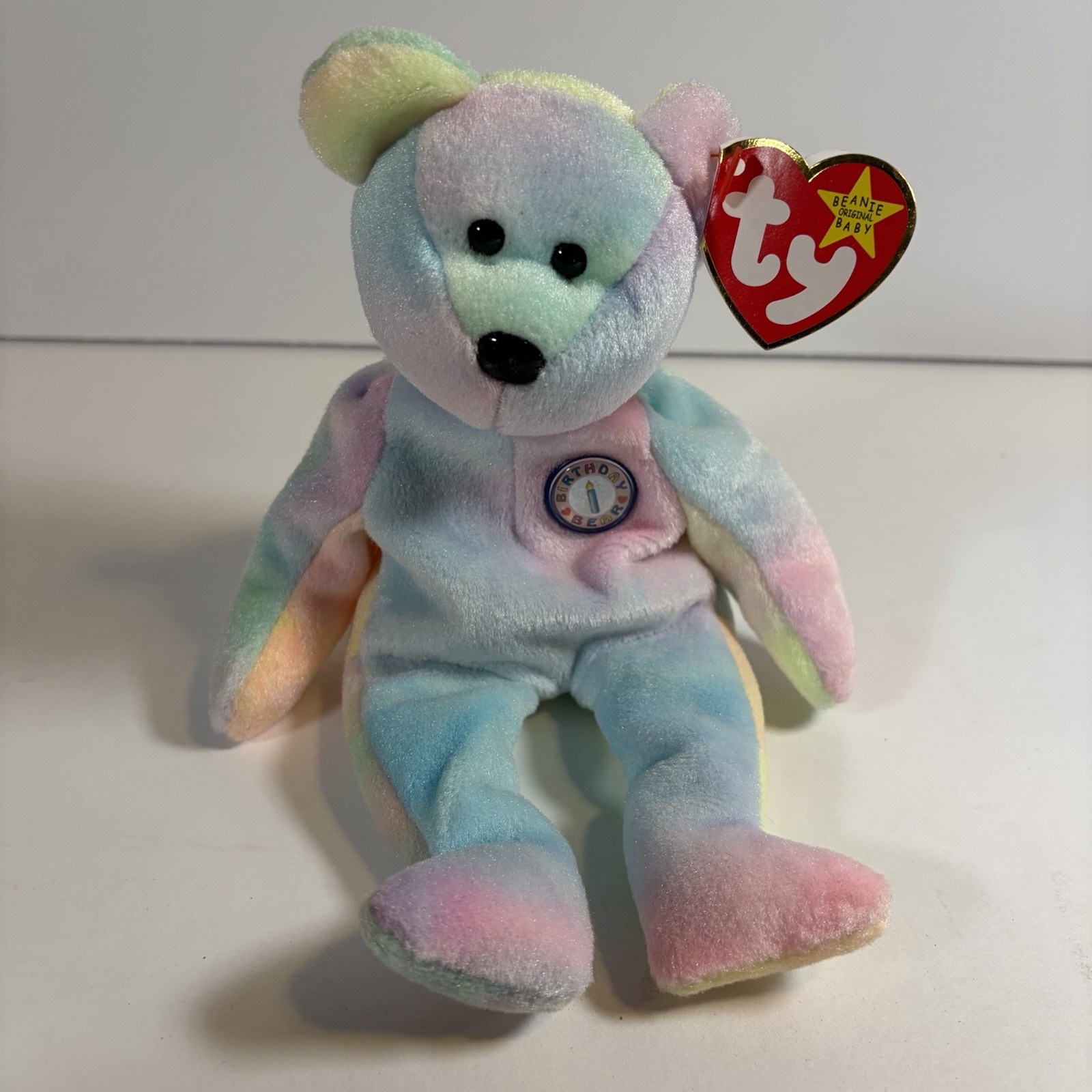 Ty Beanie Babies B.B. Bear BIRTHDAY BEAR 1999 w/ Tag Pastel Tie Dye Plush