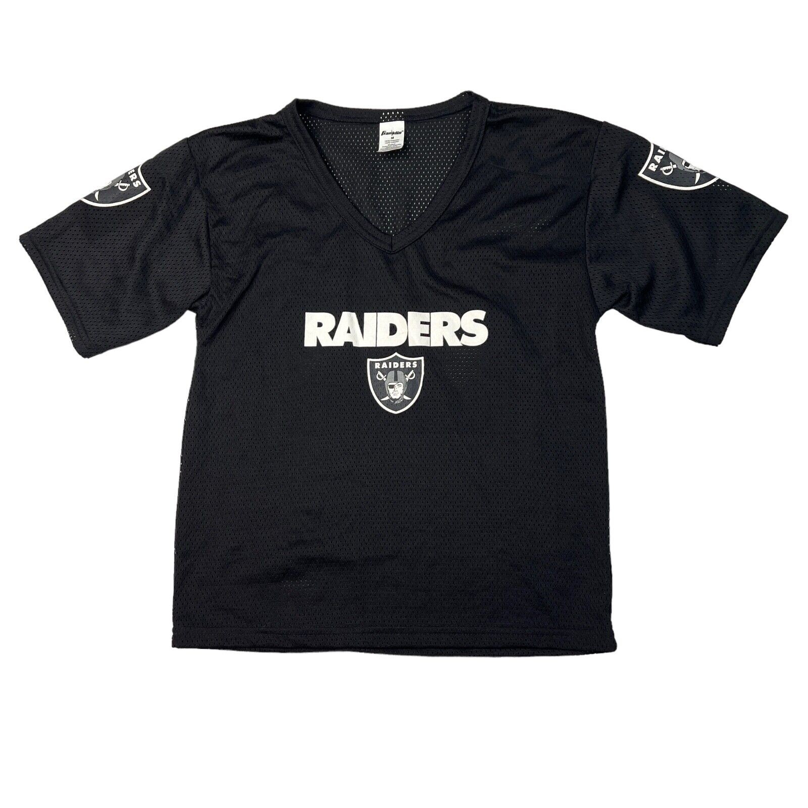 Vintage 90s NFL Raiders Football Jersey Mesh Shirt Black Youth M Medium