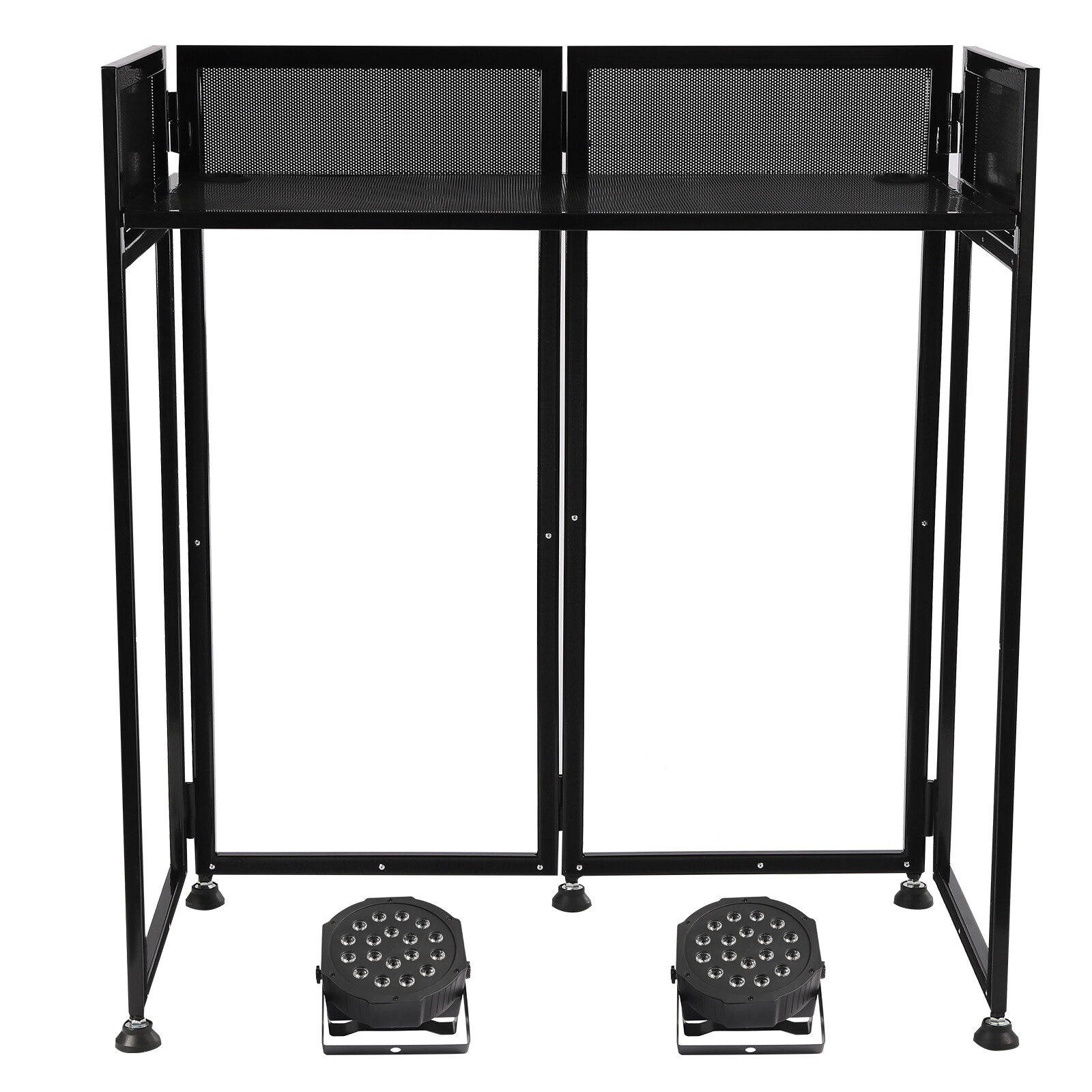 DJ Event Facade White/Black Scrim Metal Frame Booth+20"x40"Table Station+2 Lamp