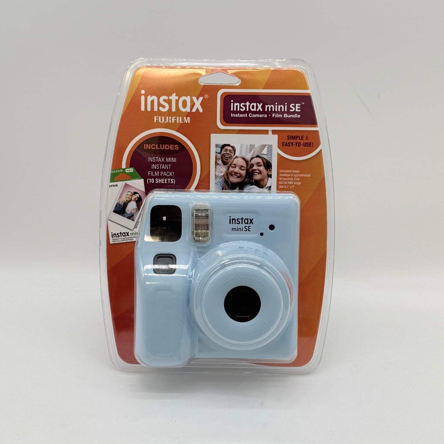 New Fujifilm Instax Mini SE Instant Film Camera + Film Bundle Blue Blister