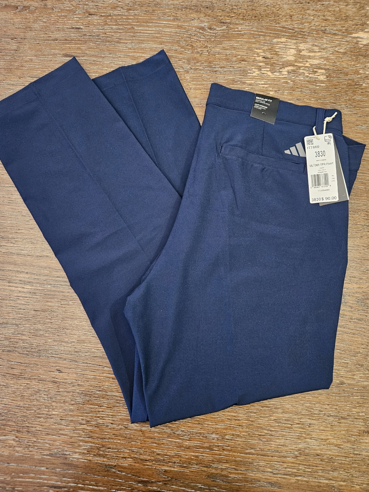 Adidas Men's Navy Pants, Coupe Standard, Tapered, 44 X 32, NWT