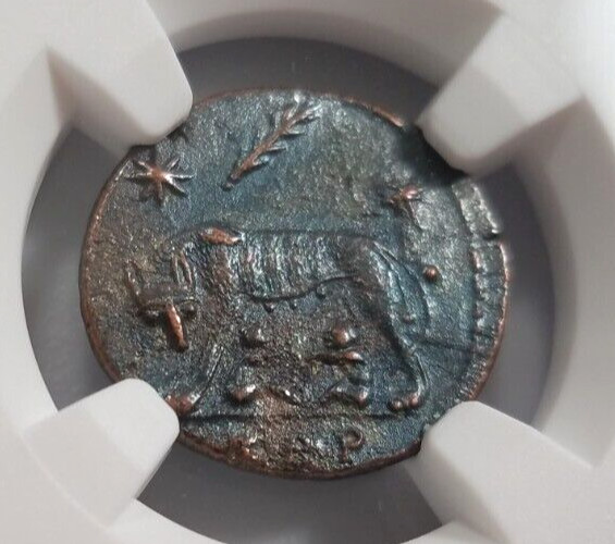 She-Wolf Twins Constantinian NGC AU Roman Empire Nummus Child Remus Romulus Roma