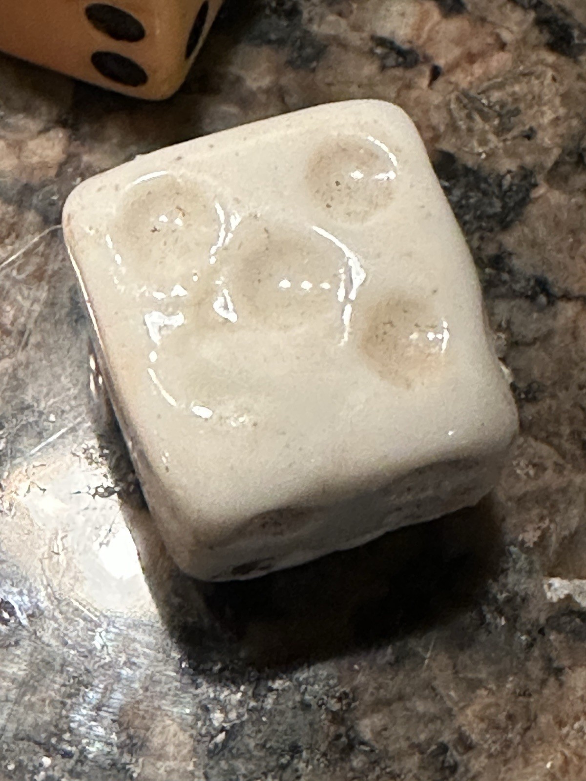 Lot Of Dice One Antique Primitive Hand Crafted Porcelain Dice