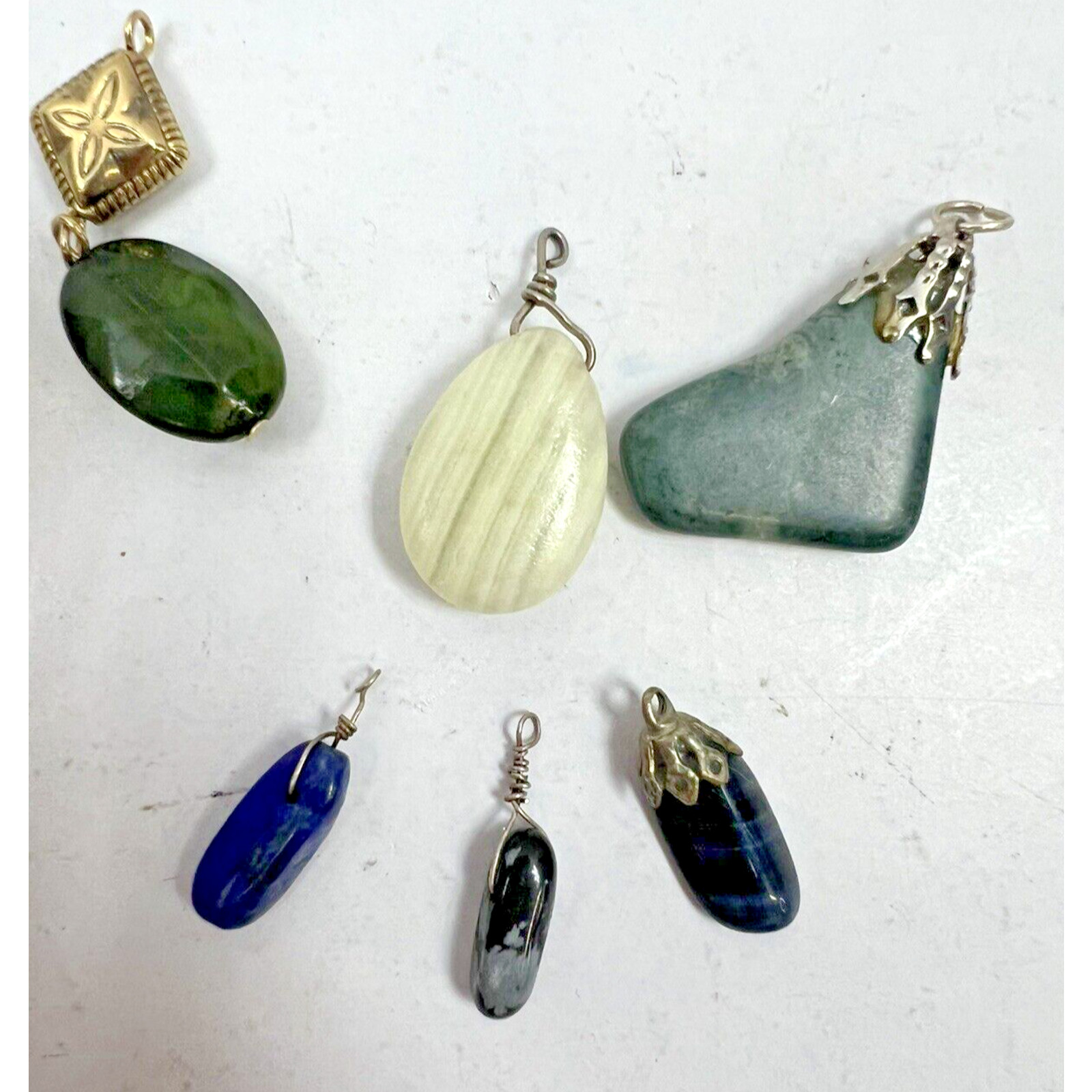 Gem crystal Natural Boho Hippie Pendants Lot of 6 wearable