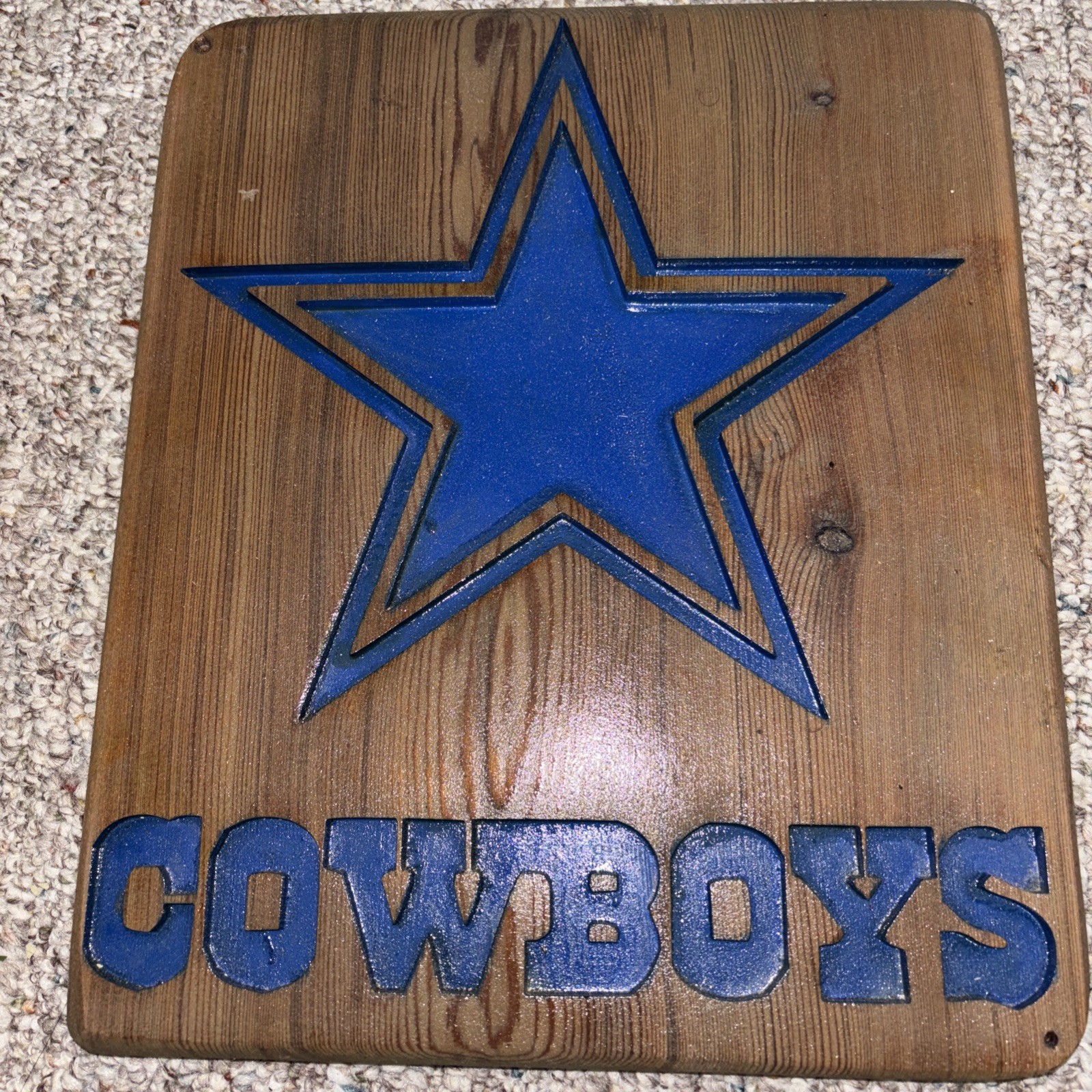 Handcrafted & Painted Rustic Wood Carving Dallas Cowboys Great Man Cave wall art