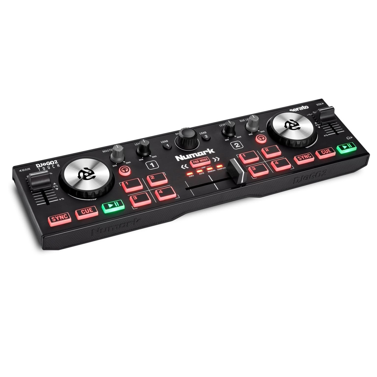 DJ Controller 2 Decks Mixer Audio Interface Serato Lite Numark DJ2GO2 Touch