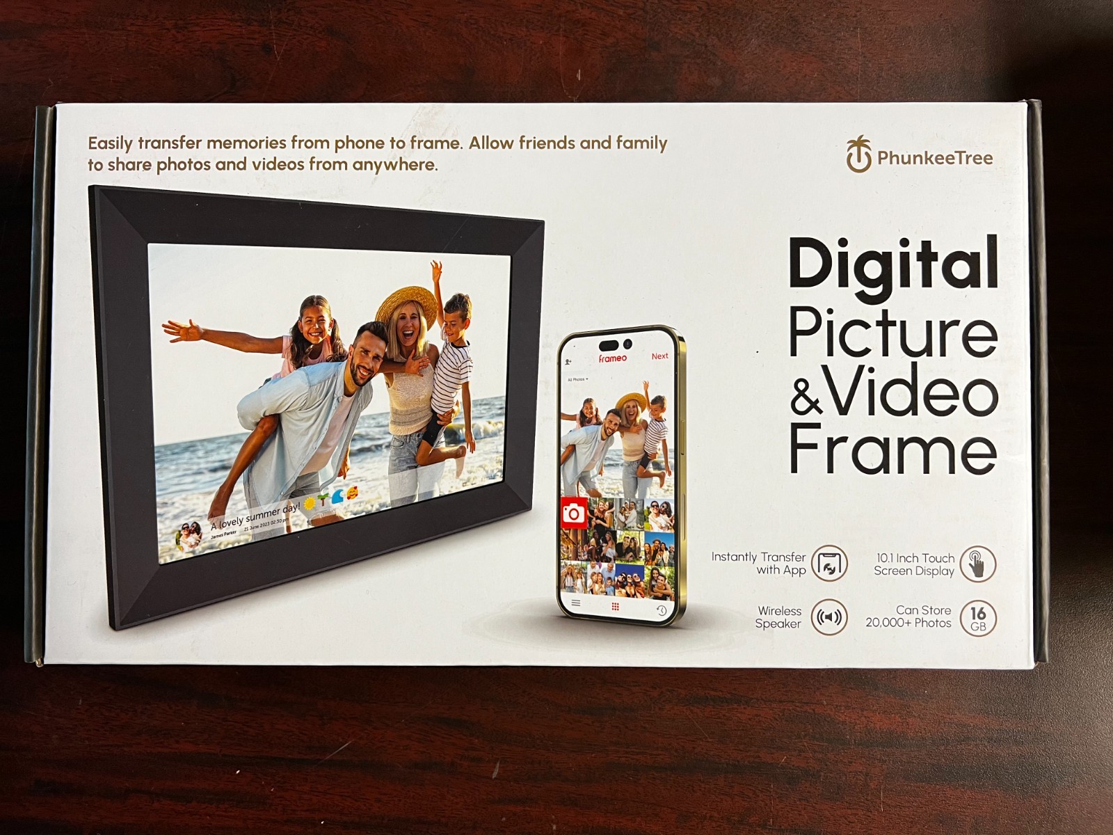 Phunkee Tree Digital Picture and Video Frame 10.1in 16GB NEW SEALED