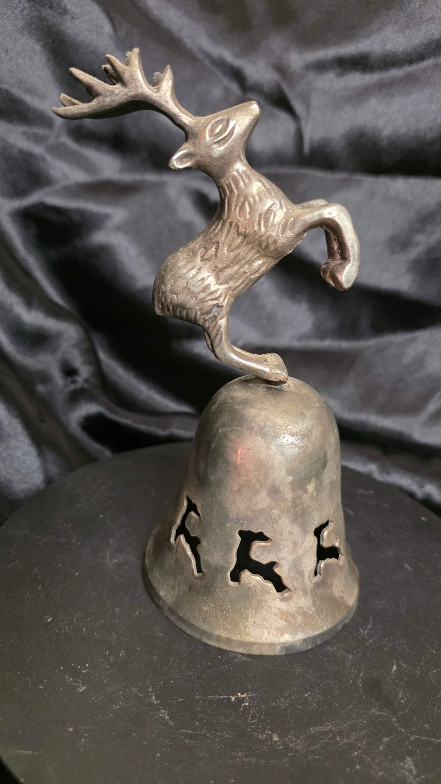 1996 International Silver Co. Hand-Made Silver-Plated Christmas Bell – Reindeer