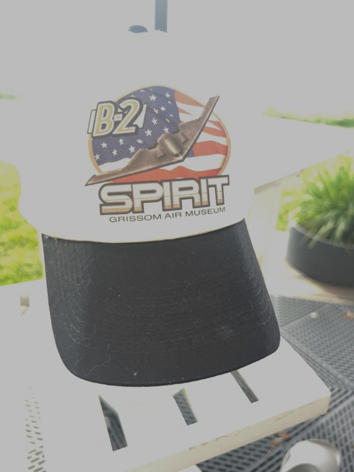 B-2 Spirit Grissom Air Museum Black Bill Bent Narrow Hat Cap Snapback w tag EUC