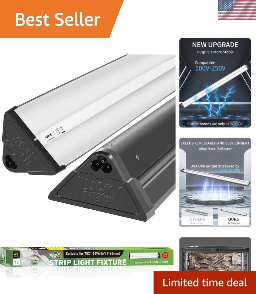 Combo Kit 54W New Upgrade, UVB Reptile Light Fixture with Desert UVB 10.0 46"...