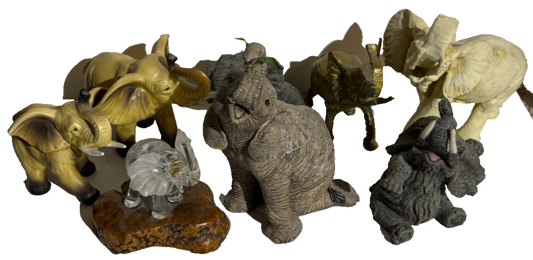 Vintage Lot of 8 Elephant Nic-Nacs- Some Handmade