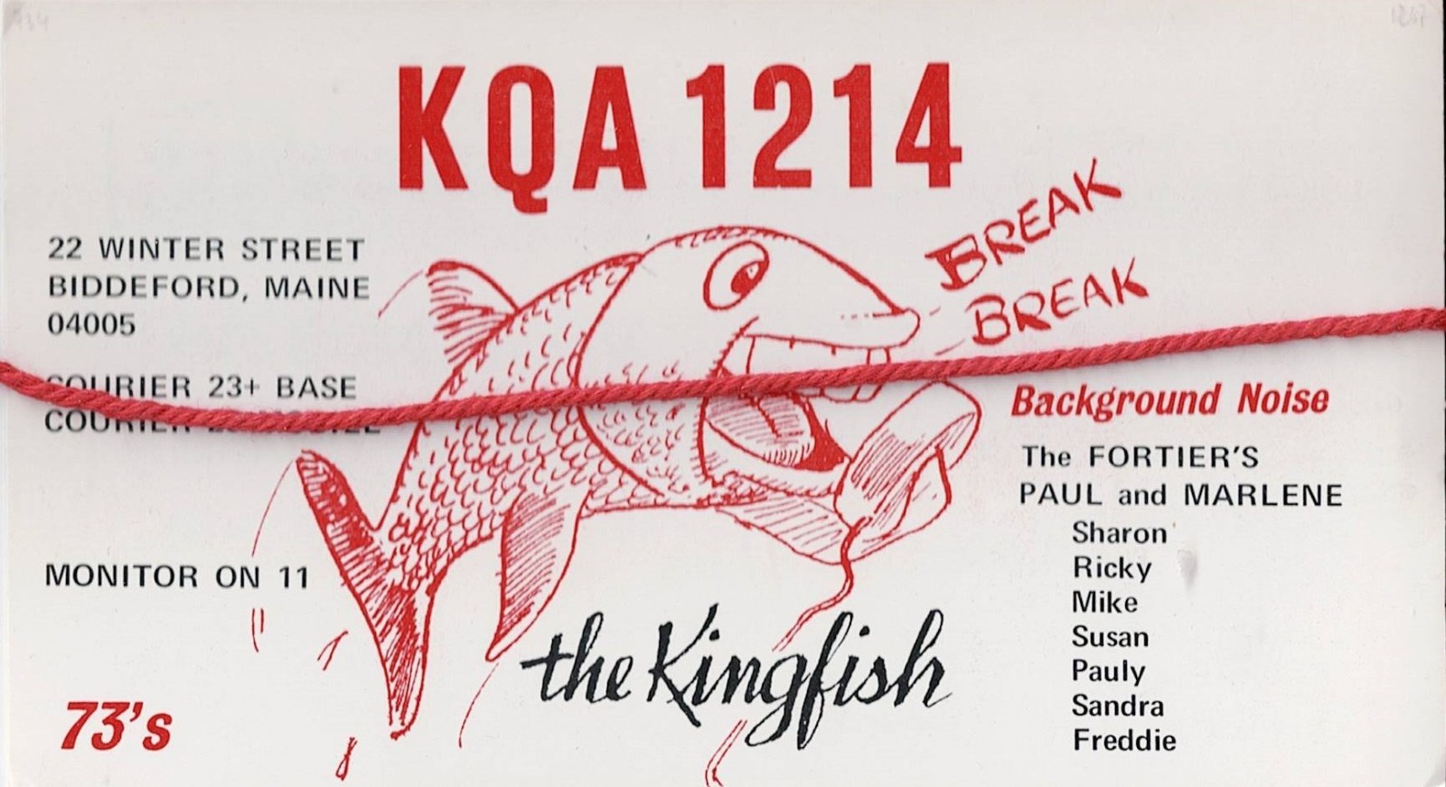 Kingfish, The FORTIER'S, Winter St., Biddeford, Maine, KQA-1214, old card, 1967