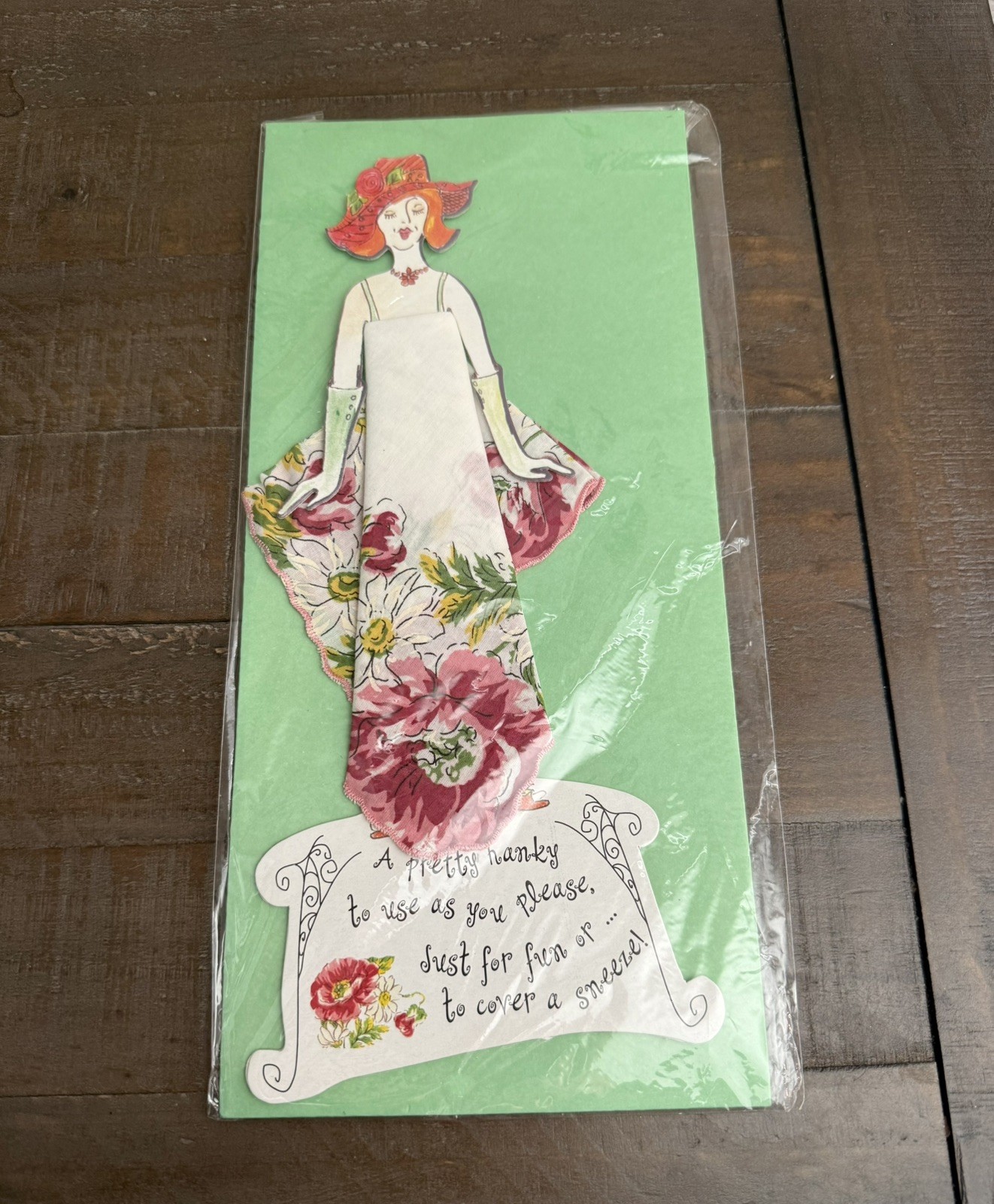 Fashion Paper Doll Handkerchief Greeting Card