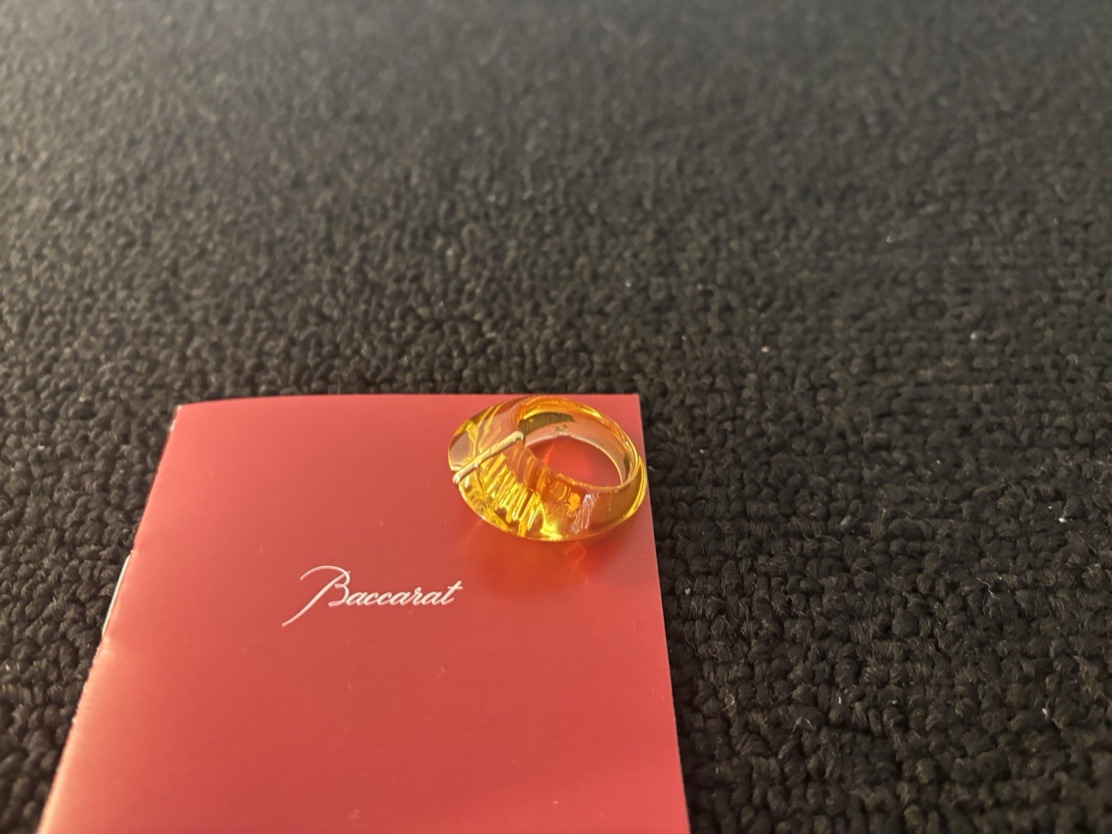 Yellow Shell Ring With Gold Trim In Baccarat Crystal Size: 51