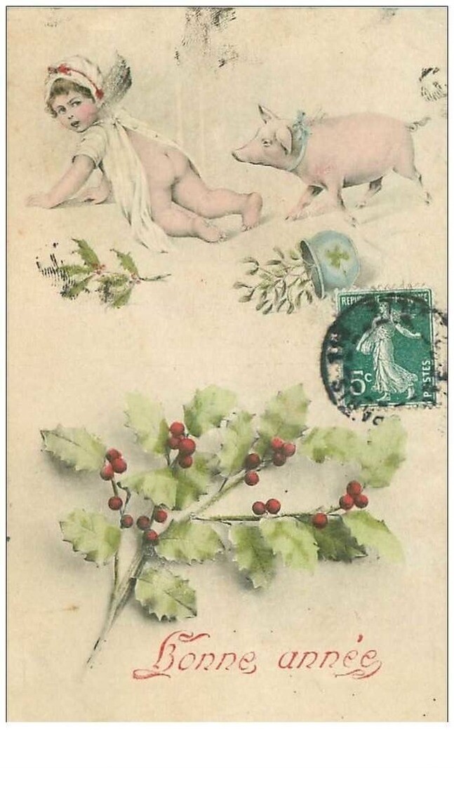 Pigs No. 28337 Pig And Baby Happy New Year