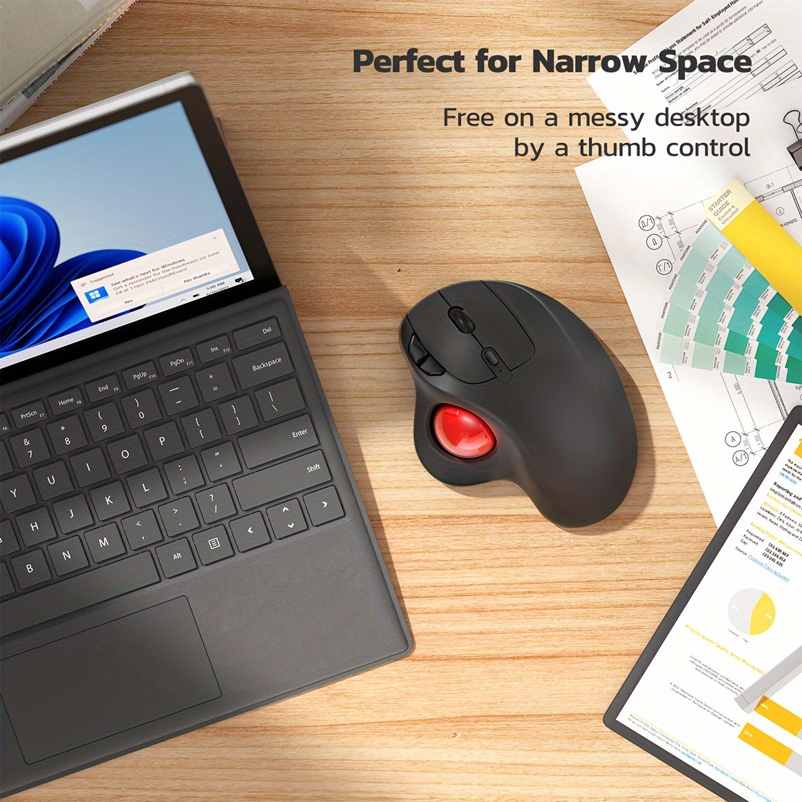 Wireless Portable Compact Lightweight Accurate Reliable Wireless Trackball Mouse