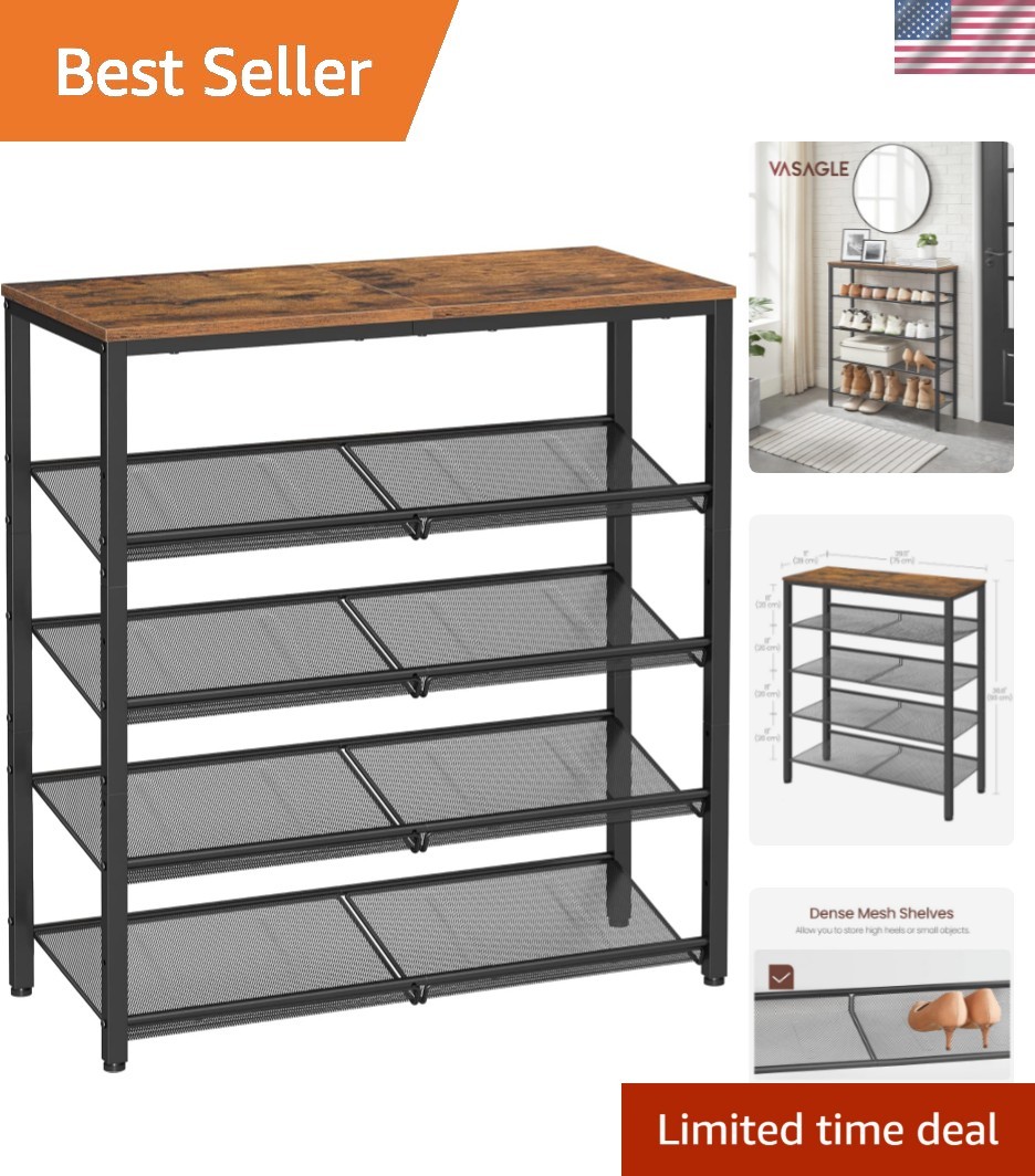 Shoe Rack for Entryway, 5-Tier Shoe Rack Organizer with Storage Shelves and S...