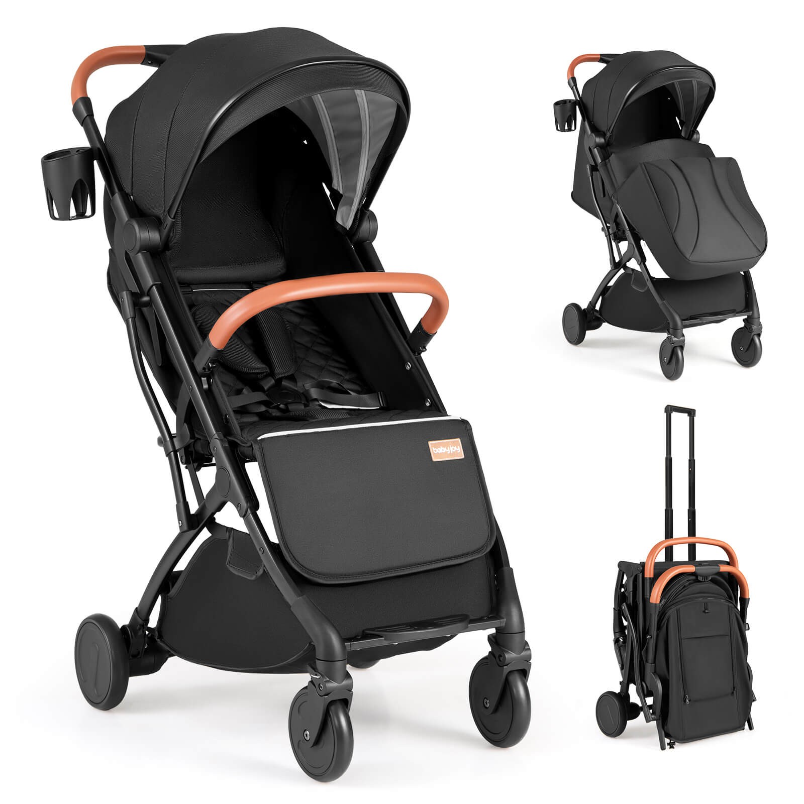 Lightweight Baby Stroller w/One-Hand Folding, Extendable Canopy, Storage Baske