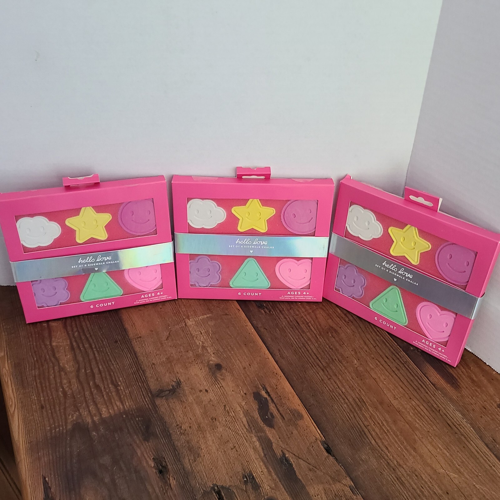 Garven Hello Love (3) Sets of 6 Sidewalk Chalks Smiley Faces Shapes Colorful