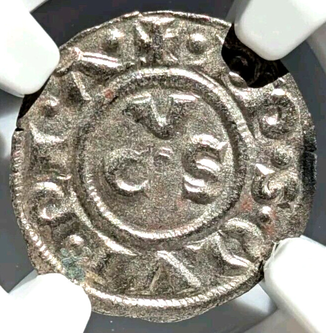 SICILY ITALY Ancona Republic NGC MS 64 BI Denaro AD 1250-1348 CVS Monogram